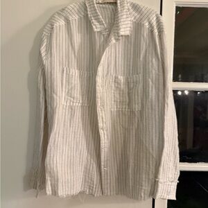 Millibon White and Gray Striped Women's Shirt